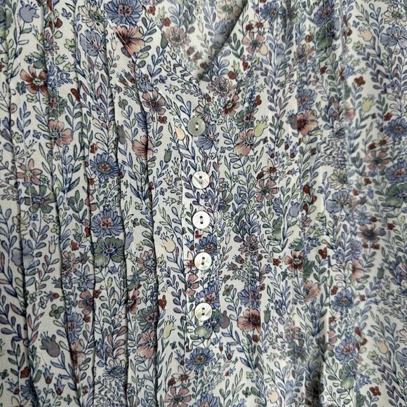 Rose & Olive Blouse Size 1X Floral Print Pintuck - Picture 7 of 11